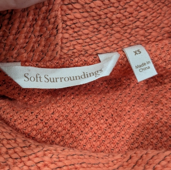 Soft Surroundings Women's Orange Tweed Tunic Sweater Cowl Neck Side Buttons XS - Picture 8 of 10